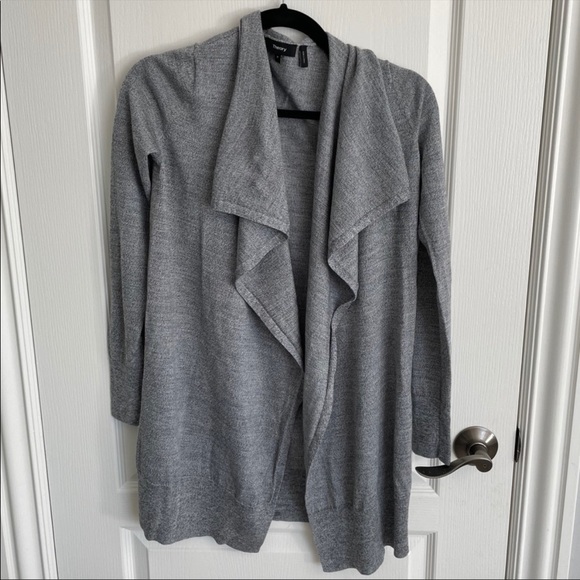 THEORY grey open drape cardigan - Picture 2 of 4